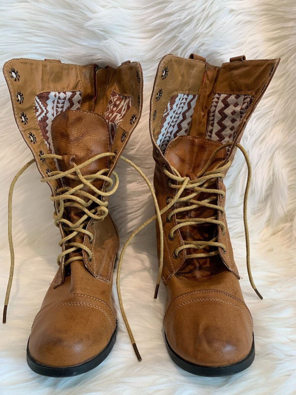 Combat Aztec Fold Boots Size 7 US Women